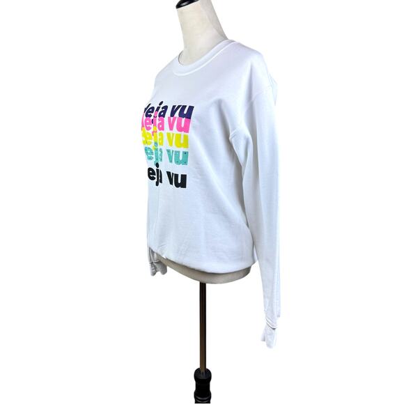 Alla Berman Womens NWT White Multicolor Deja Vu Printed Crewneck Sweatshirt - Picture 11 of 11